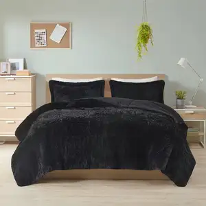 Photo of Soft Sherpa Faux Fur 3-Piece Comforter Set with Pillow Shams