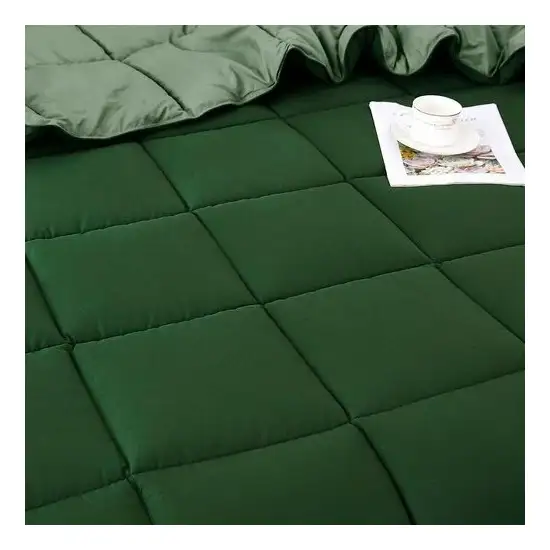 King/Cal King Traditional Microfiber Reversible 3 Piece Comforter Set in Green Photo 3