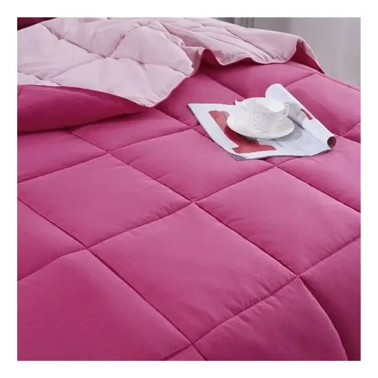 King/Cal King Traditional Microfiber Reversible 3 Piece Comforter Set in Pink Photo 2