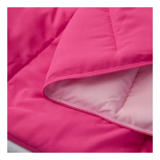 King/Cal King Traditional Microfiber Reversible 3 Piece Comforter Set in Pink Photo 3