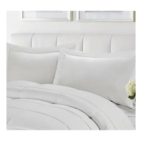 King/Cal King Traditional Microfiber Reversible 3 Piece Comforter Set in White Photo 2