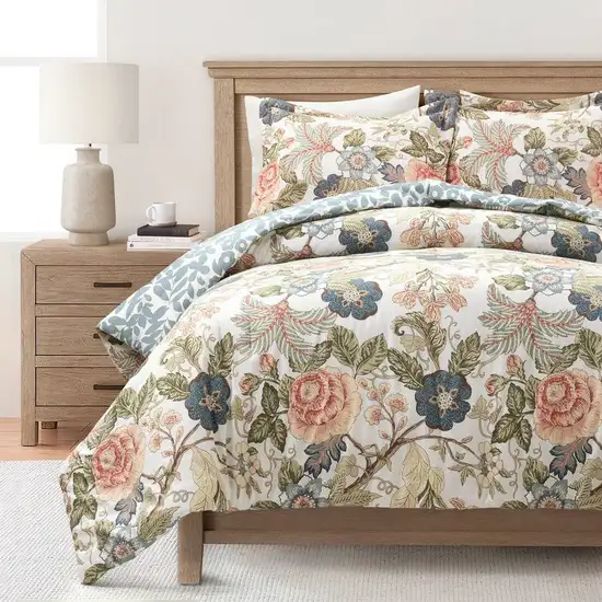 King/California King Floral Lightweight Reversible 3 PCS Comforter Set Photo 1