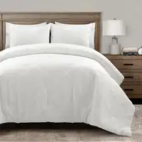Photo of King/California King White Diamond Jacquard 3 PCS Comforter Set