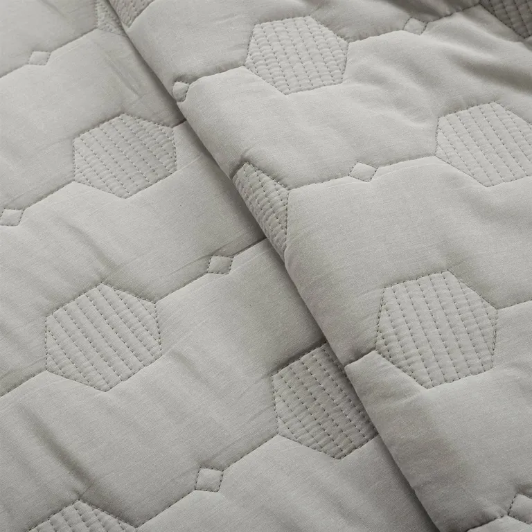 King/California King size Lightweight Grey Textured Cotton 3 Piece Quilt Set Photo 3