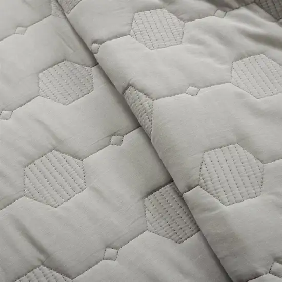 King/California King size Lightweight Grey Textured Cotton 3 Piece Quilt Set Photo 3