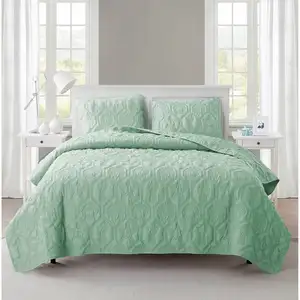 Photo of King Coastal Beach Starfish Seashell Seahorse Light Green Teal Quilt Set