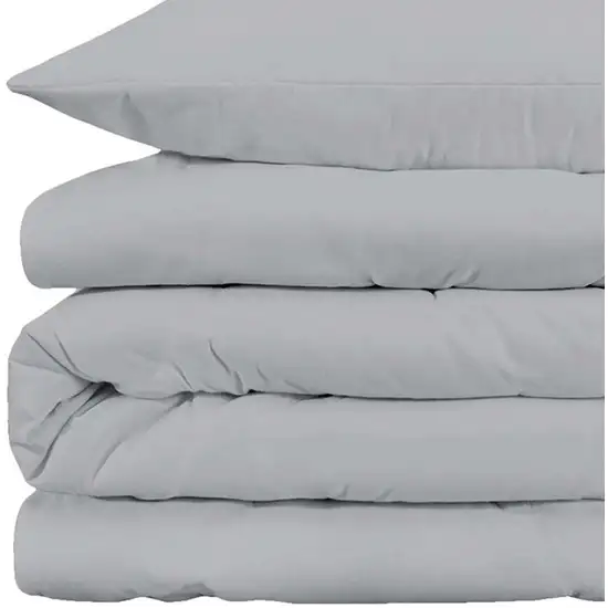 Light Gray King Cotton Blend 1000 Thread Count Washable Duvet Cover Set Photo 4