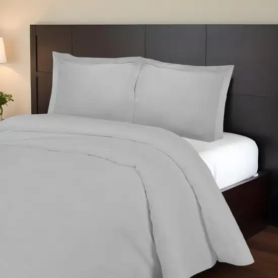 Light Gray King Cotton Blend 1000 Thread Count Washable Duvet Cover Set Photo 1