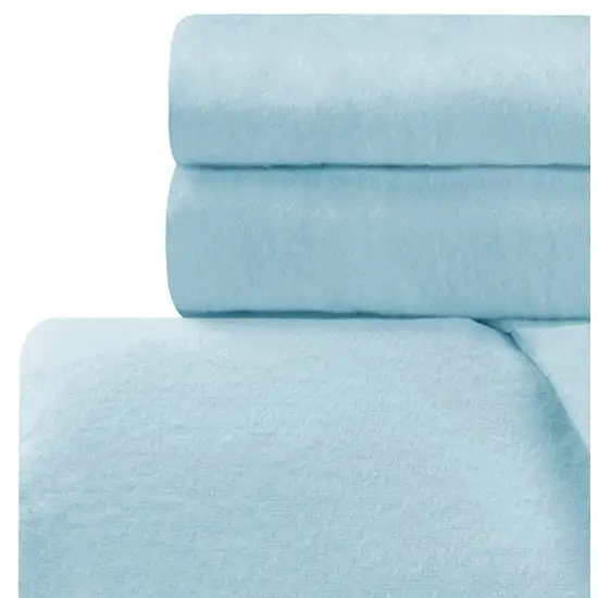 Light Blue King Cotton Blend 0 Thread Count Washable Duvet Cover Set Photo 2
