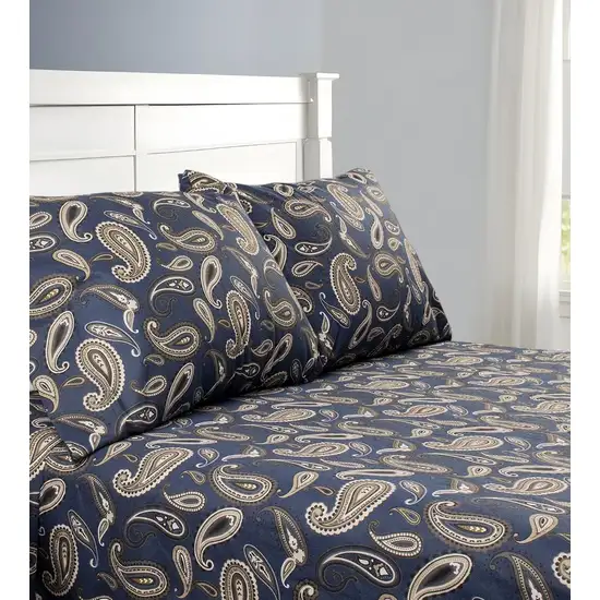Blue and White King Cotton Blend 0 Thread Count Washable Duvet Cover Set Photo 1