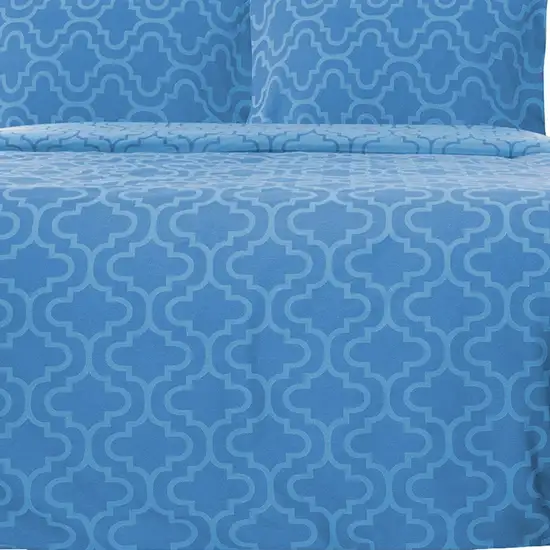 Light Blue King Cotton Blend Thread Count Washable Duvet Cover Set Photo 9