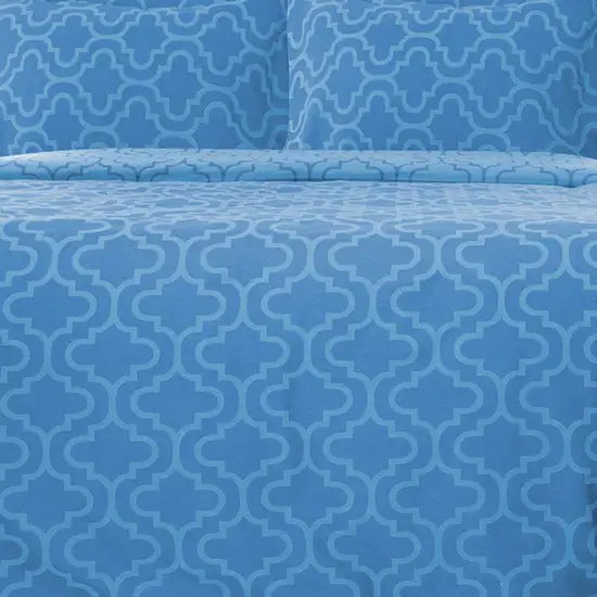 Light Blue King Cotton Blend Thread Count Washable Duvet Cover Set Photo 7