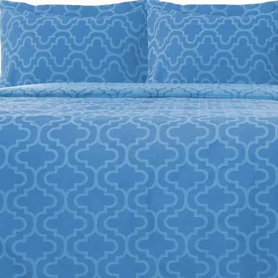 Light Blue King Cotton Blend Thread Count Washable Duvet Cover Set Photo 8