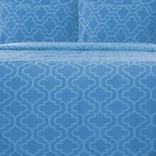 Light Blue King Cotton Blend Thread Count Washable Duvet Cover Set Photo 6