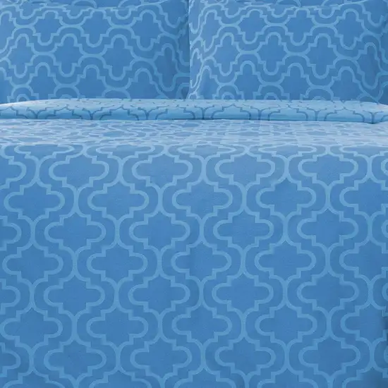 Light Blue King Cotton Blend Thread Count Washable Duvet Cover Set Photo 9