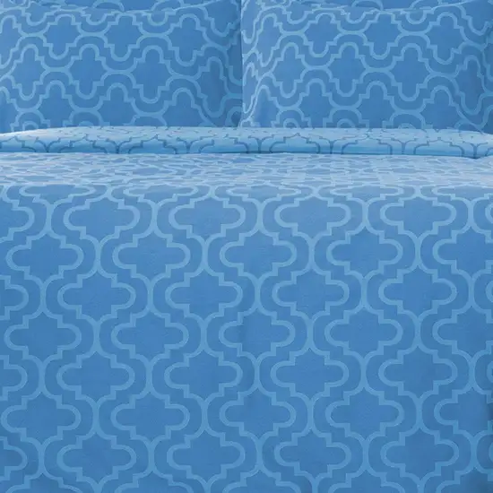 Light Blue King Cotton Blend Thread Count Washable Duvet Cover Set Photo 7