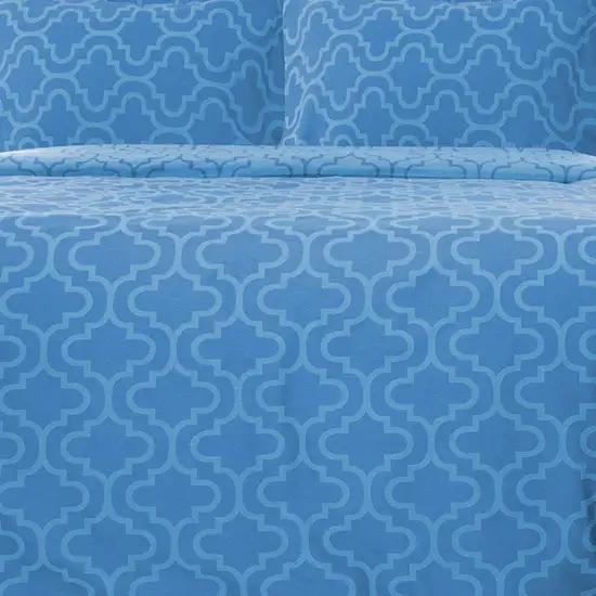 Light Blue King Cotton Blend Thread Count Washable Duvet Cover Set Photo 9