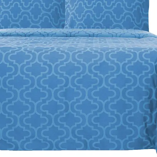 Light Blue King Cotton Blend Thread Count Washable Duvet Cover Set Photo 9