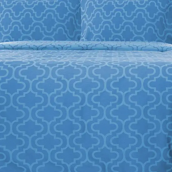 Light Blue King Cotton Blend Thread Count Washable Duvet Cover Set Photo 6