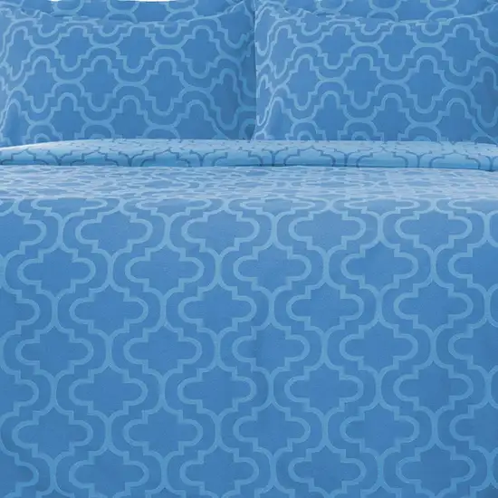 Light Blue King Cotton Blend Thread Count Washable Duvet Cover Set Photo 8
