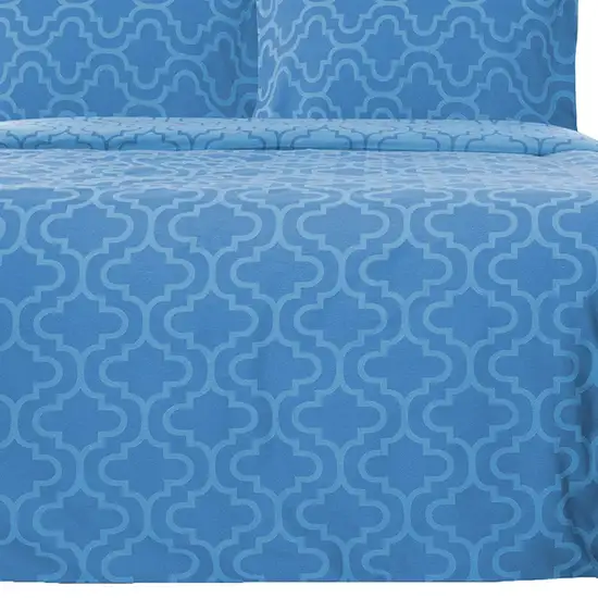 Light Blue King Cotton Blend Thread Count Washable Duvet Cover Set Photo 5