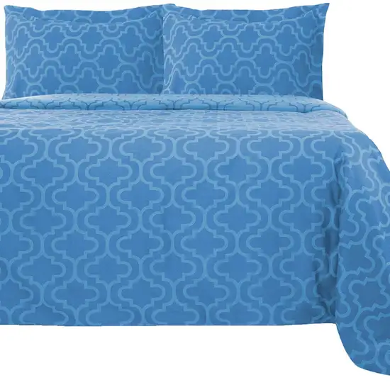 Light Blue King Cotton Blend Thread Count Washable Duvet Cover Set Photo 3