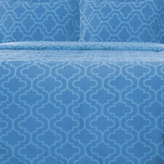 Light Blue King Cotton Blend Thread Count Washable Duvet Cover Set Photo 8