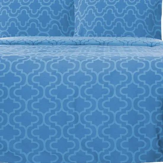 Light Blue King Cotton Blend Thread Count Washable Duvet Cover Set Photo 6