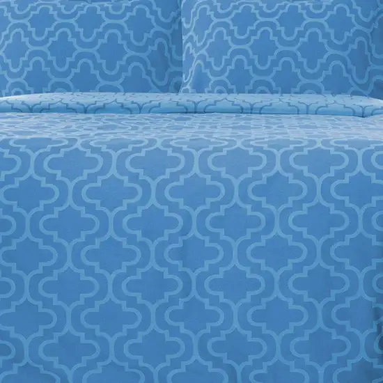 Light Blue King Cotton Blend Thread Count Washable Duvet Cover Set Photo 8