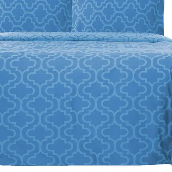 Light Blue King Cotton Blend Thread Count Washable Duvet Cover Set Photo 6