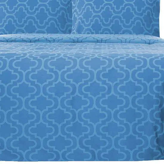 Light Blue King Cotton Blend Thread Count Washable Duvet Cover Set Photo 8