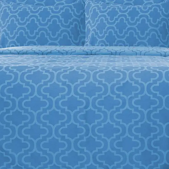 Light Blue King Cotton Blend Thread Count Washable Duvet Cover Set Photo 9