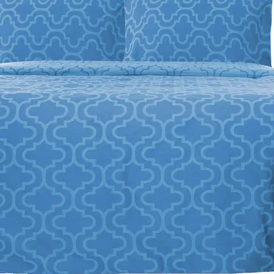 Light Blue King Cotton Blend Thread Count Washable Duvet Cover Set Photo 7