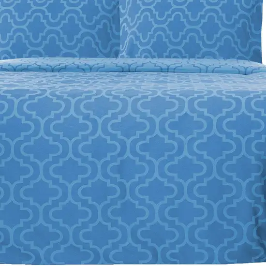 Light Blue King Cotton Blend Thread Count Washable Duvet Cover Set Photo 6