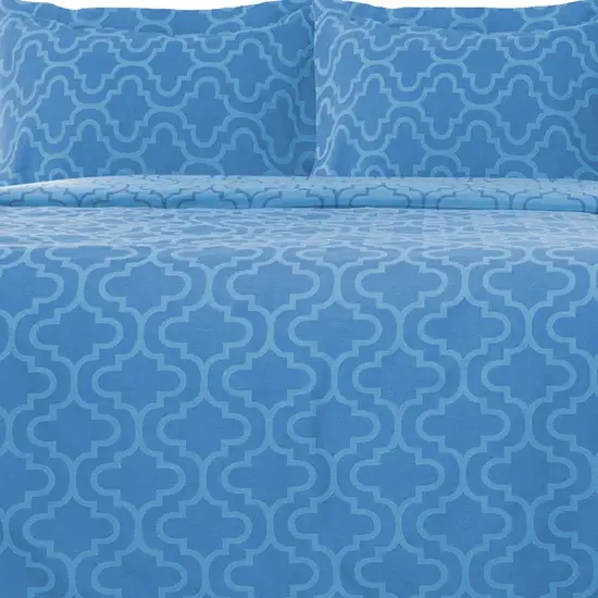 Light Blue King Cotton Blend Thread Count Washable Duvet Cover Set Photo 9