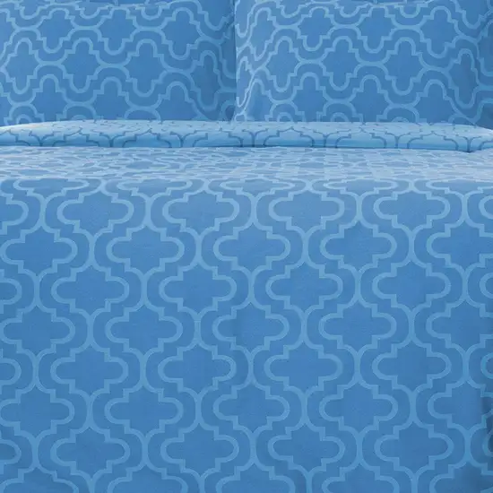 Light Blue King Cotton Blend Thread Count Washable Duvet Cover Set Photo 5