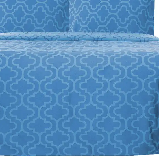 Light Blue King Cotton Blend Thread Count Washable Duvet Cover Set Photo 6