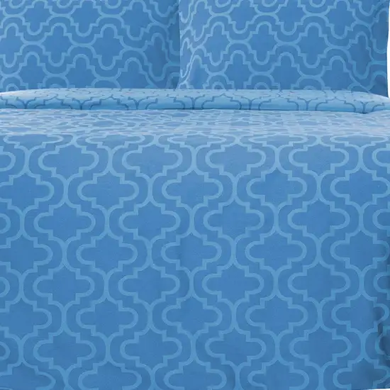 Light Blue King Cotton Blend Thread Count Washable Duvet Cover Set Photo 9