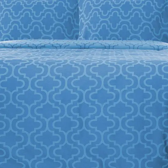 Light Blue King Cotton Blend Thread Count Washable Duvet Cover Set Photo 7