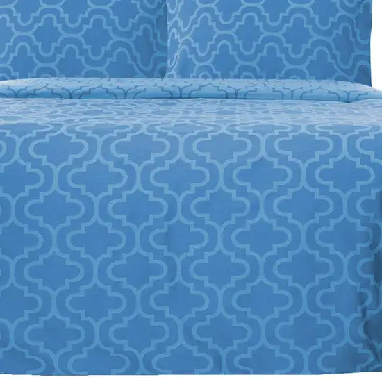 Light Blue King Cotton Blend Thread Count Washable Duvet Cover Set Photo 7