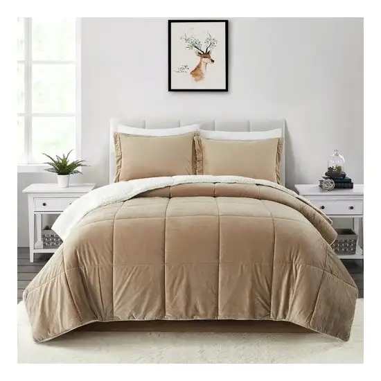 King Plush Microfiber Reversible Comforter Set in Gold Photo 1