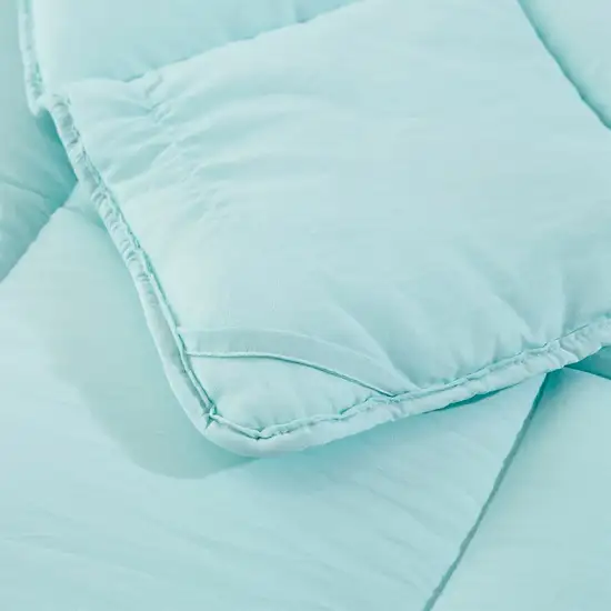 King Size Aqua 3 Piece Microfiber Reversible Comforter Set Photo 3