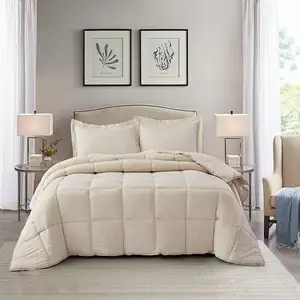 Photo of King Size Beige 3 Piece Microfiber Reversible Comforter Set