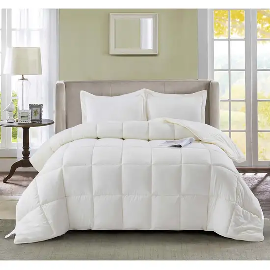 King Size Off White 3 Piece Microfiber Reversible Comforter Set Photo 1