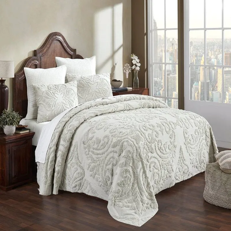 King Size 100-Percent Cotton Chenille 3-Piece Coverlet Bedspread Set Photo 1