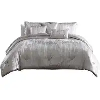 Photo of King Size 7 Piece Fabric Comforter Set with Crinkle Texture