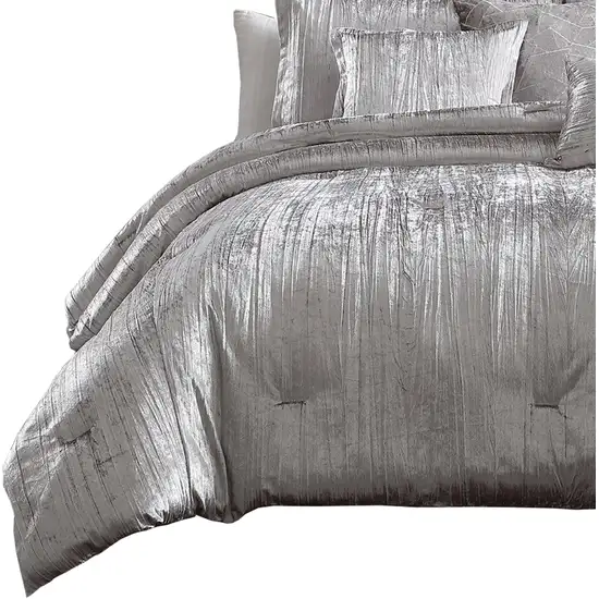 King Size 7 Piece Fabric Comforter Set with Crinkle Texture Photo 5