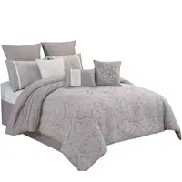 Photo of King Size 10 Piece Fabric Comforter Set with Medallion Prints