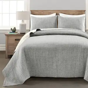 Photo of King Size 3-Piece Reversible Cotton Yarn Woven Coverlet Set