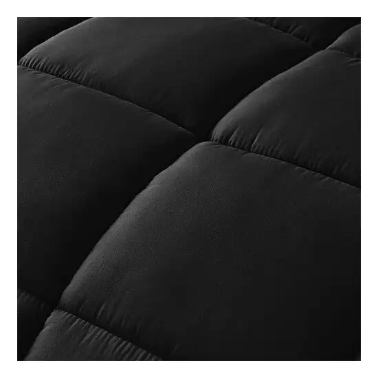 King Size Reversible Microfiber Down Alternative Comforter Set in Black Photo 3